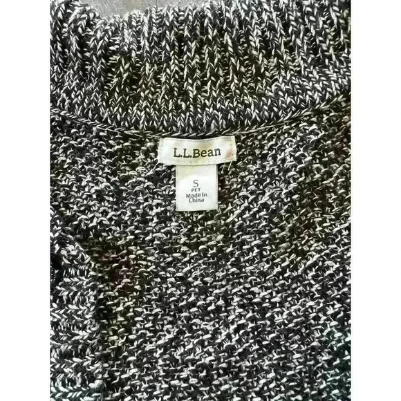 LL Bean Chunky Cable Knit Sweater Sz Small Petite Black White *FLAW* - Picture 6 of 11